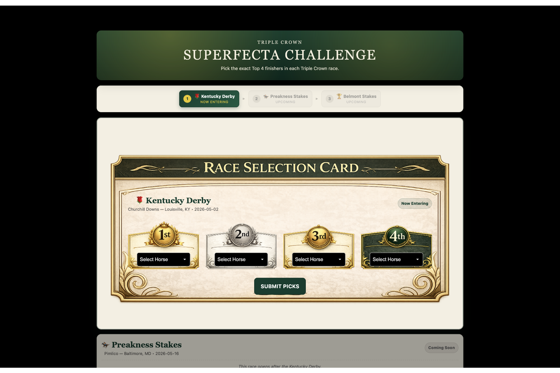 Triple Crown Superfecta Challenge contest preview